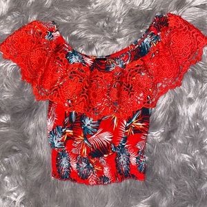Pretty red ruffle shirt